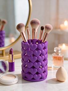 Makeup Brush Holder, Heart-Shaped Cosmetic Storage, Lipstick, Eyeliner, Eyebrow Pencil Storage Tube, Toothbrush Holder, Desktop Decor Fashion Ornament - Suitable For Vanity Decor, Bathroom Decor, Room Decor - Multicolor - View 11