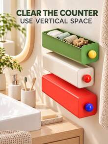 1pc Colorful Rectangular Desktop Storage Drawer Organizer, Smooth Sliding Compartments, Can Store Socks, Underwear, Cosmetics, Stationery And Accessories, Stackable Bedroom Storage Box, Suitable For Dorm, Closet, Office And Bathroom, Christmas Winter Home Storage - Multicolor - View 3