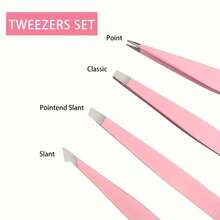 Professional Beauty Tweezers For Eyebrows, Eyelashes, Facial Hair, And Nail Art Stickers, Portable And Easy To Store, Suitable For Commercial, Home, And Travel Use - Pink - View 5
