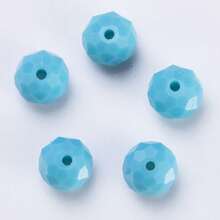 手工珠飾用扁圓玻璃珠 8mm/6mm/4mm (60/80/115顆) 可重複使用散珠 DIY 手作配件，亮面藍綠色 - 湖藍瓷 - 查看 10