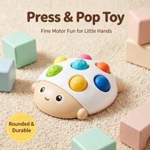 1件瓢蟲手指玩具,1-3歲幼兒教育學習玩具,7個紋理感官氣泡,開發精細運動技能,嬰兒旅行玩具,矽膠材質,男孩女孩禮物 - 彩色 - 查看 3
