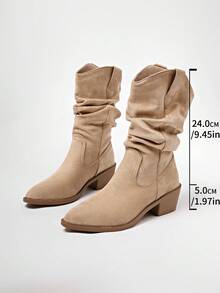 Autumn New Women's Low-Top Pointed Toe Curved Chunky High Heel Ankle Boots - Brown - View 11