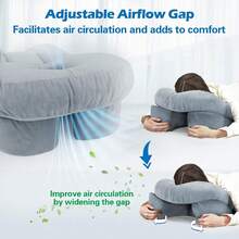 Face Down Pillow After Eye Surgery, Adjustable Prone Pillow With Hollow Face Hole, Shredded Memory Foam Stomach Sleeper Pillow For Vitrectomy, BBL Recovery, Massage & Office Nap - Multicolor - View 8