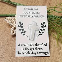 1pc Random Mixed Color Resin Cross Blessing Card, Portable Commemorative Card, Suitable For Birthday, Christmas, Family Gathering, Conveying Peace And Health Blessings, Warm New Year Gift Card For Everyone - A - View 5