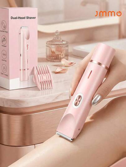 2-In-1 Electric Shaver, Wireless Bikini Trimmer For Women, Detachable Heads,  Wet & Dry Waterproof Design, USB Rechargeable, Portable, Suitable For Bikini Line, Underarms, Legs & Body Hair Removal, Travel Essential