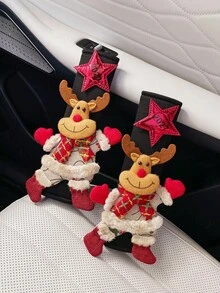 Christmas 2PCS Fabric Santa Claus, Snowman, Reindeer, Number 2027 Star Decor Car Seat Belt Shoulder Pads - Random Styles - View 6