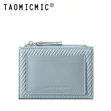 Women's Bi-Fold PU Woven Clutch Wallet, Multiple Card Slots, ID Window, Zipper Coin Pocket, Portable Small Wallet - Multicolor - View 15