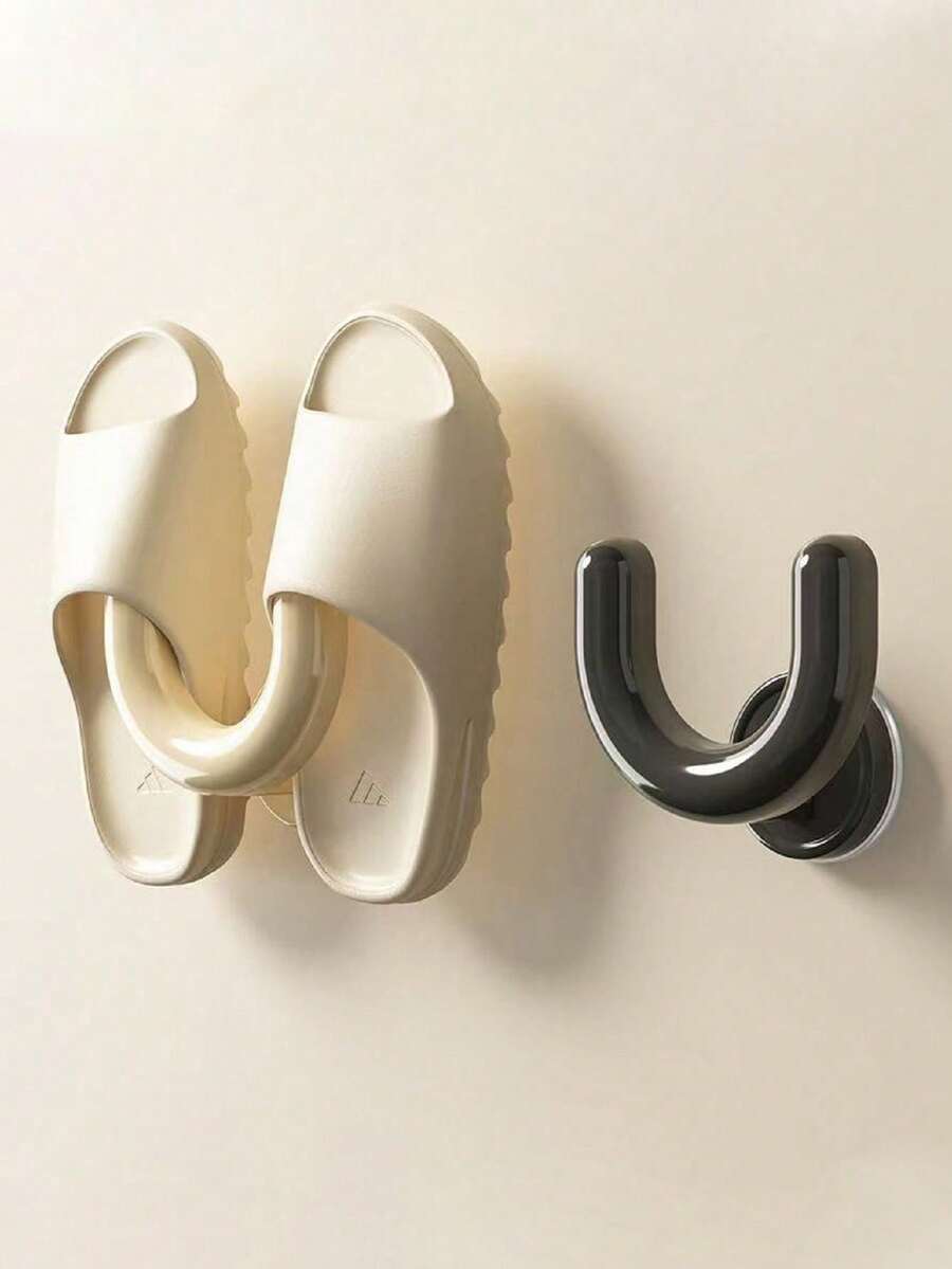 2/1pc Slippers Storage Rack, U-Shaped Wall-Mounted Shower Slippers Rack, Suction Cup Slippers Hook, Bathroom Storage Rack, Shoe Storage Rack, No Drilling Required For Installation, Suitable For Shower, Bathroom And Corner Storage Needs, Travel Supplies, Travel, Home, Holiday Supplies, Home Accessories, Storage Organizer Rack. - Multicolor - View 1