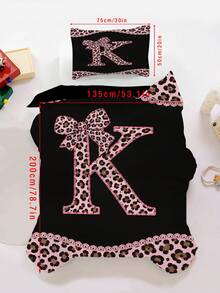 2/3PCS Girls Pink Leopard Letter K Bedding Set, Bow Lace Edge Duvet Cover Set For Children, Teenagers, Adults, Girls, Bedroom(Twin/Full/Queen/King Size) - Multicolor - View 18