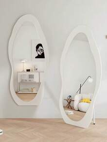 Cream-Colored Wall-Mounted Full Length Mirror, Luxury Dressing Mirror For Home Use - 1PC - View 3