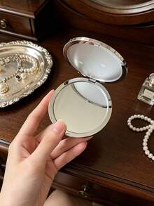 Prada Portable Makeup Mirror Series, Gold Round Mirror And Silver Triangle Hand Mirror, Lightweight And Durable, Suitable For Travel, Personal Use And Gifting - Silver - View 8