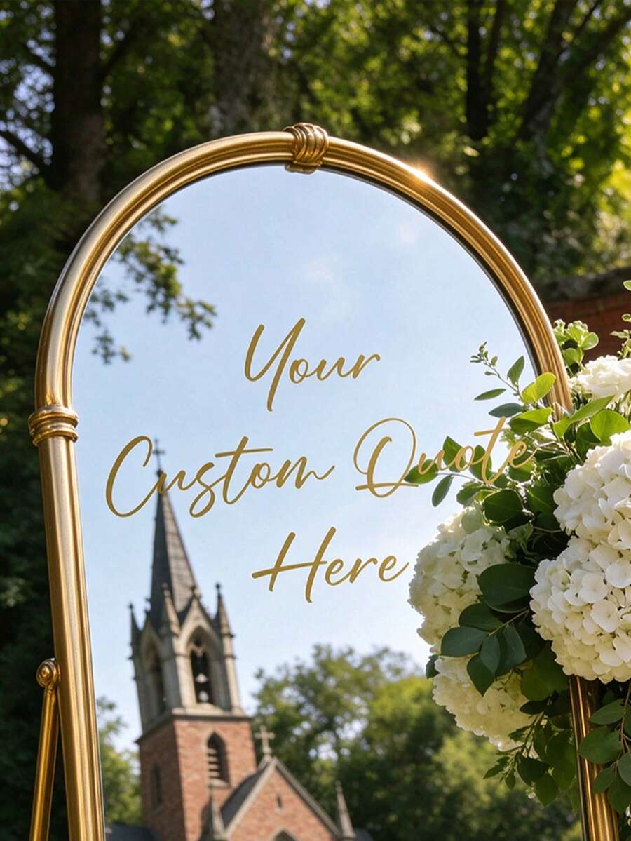 Custom Wedding Welcome Mirror Stickers, Custom Mirror Decals, Vinyl Letter Self-Adhesive Paper, Wedding Party Entrance Welcome Sign Stickers, Wedding Selfie Mirror Decoration Stickers, Bridesmaid Gift Wedding Reception Scene Decoration Stickers - Multicolor - View 1