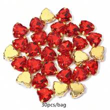30pcs/Pack Colorful Heart-Shaped Rhinestones, 1cm/0.39in Stainless Steel Base, Heart Rhinestones, DIY Handmade Clothing, Shoes, Hats, Boxes, Packaging Decoration, Shiny Rhinestone Decoration - Heart-shaped Rhinestone - View 16