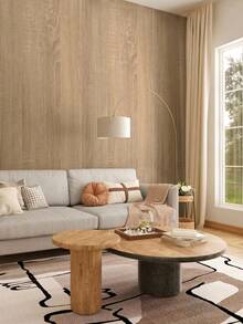 Matte Light Oak Wood Grain Self-Adhesive Waterproof Wallpaper, Suitable For Cabinets, Countertops, Living Room, Bedroom And Apartment Rental Home Decor - 1PC - View 3