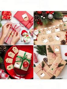 2rolls&1roll Christmas Series Gift Label Sticker Set, Santa Claus & Christmas Tree Print Stickers, Holiday Gift Packaging Stickers, Baking Label Decorative Stickers, Atmosphere Creating Supplies, Suitable For Christmas Party Gift Decoration, Festive Decoration, Birthday Party Gift Packaging Stickers - Multicolor - View 8
