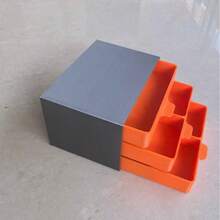 3-Layer 3D Printed Desk Drawer Organizer, With 1/2/4 Compartments, Suitable For Jewelry, Small Items, Office Supplies And Other Items Storage, A Mini Desktop Organizer, Suitable For Home And Office Scenarios. - Silver + Orange - View 4