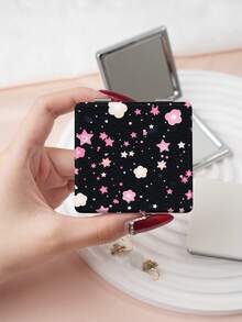 1PC Millennium Y2K Series Portable Vanity Mirror, Foldable Lightweight Ultra-Thin Convenient Hand Mirror, PU Leather, Suitable For Multiple Scenarios And All People, Foldable Small Square Mirror, Pocket Mirror, Cartoon Strawberry Star Heart Flower Printed Pattern Design, Exquisite Handheld 180° Flip Cover Multifunctional Mini Mirror Compact Mirror Mirrors, Daily Holiday Birthday Valentine's Day - Multicolor - View 9