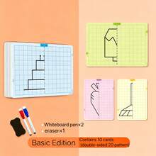 20pcs Reusable Symmetrical Pattern Grid Sheets, 10pcs Double-Sided Grid Paper, Assorted Designs, Erasable Drawing Set, Cute Cartoon Grid, Suitable For Pen Control Practice, Home And School Use, Back To School Gift, Holiday Gift, School Supplies - Multicolor - View 14