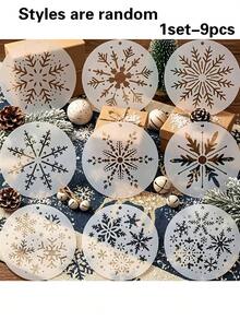 9pcs/18pcs Reusable Plastic Snowflake Stencils, Suitable For Christmas Crafts - 4*4 Inch Stencils, 9 Snowflake Patterns, For Handmade Holiday Decorations, Embroidery, Wall And Painting - Sets - View 13
