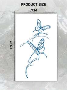 2pcs Y2K Style Minimalist Line Butterfly Small Pattern Creative Tattoo Stickers, Lasts 1-2 Weeks, Waterproof And Easy To Use, Essential For Parties, Gifts, Travel, Music Festivals, Suitable For People Daily Use - Blue - View 4