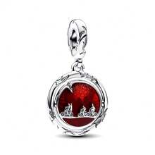 1pc Rotating Red Enamel Beaded Pendant, Glow-In-The-Dark Bicycle Child Silhouette Charm Bead, Vine Frame Large Hole DIY Jewelry Accessory, Compatible With Snake Chain Bracelet, Suitable As Birthday, Holiday Gift For Jewelry Lovers - Multicolor - View 4