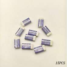 15pcs Minimalist 2B Erasers - White, Rectangular, Suitable For Art And Craft Projects, Craft Supplies | Rectangular Erasers | Smooth Surface, Erasers For Pencils - A - View 8