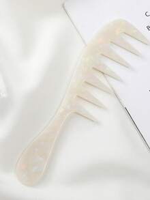 1pc Fashion Minimalist Acrylic Marble Leopard Print Wide Tooth Long Handle Anti-Static Lightweight Portable Hair Comb, Hair Accessory - Multicolor - View 13