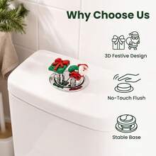 2pcs Christmas Toilet Flush Button, Christmas Tree, Christmas Gift, Creative Bathroom Water Tank Switch Button, Cute Toilet Sticker - Multi-color - View 6