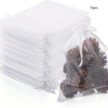 Gift Mesh Bag Jasmine Scented Sachet Gauze Organza Drawstring Anti-Insect Bag, Mesh Bag Handheld Drawstring Pouch Gift Drawstring Transparent Aromatherapy Flower & Herb Packaging Bag Cosmetic Storage Bag, Gift Bag, Candy Cosmetic Gift Jewelry Packaging Bag, Christmas Gift Bag - Multicolor - View 12