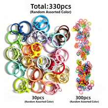 110/330pcs Mixed Colored Iron Open Rings And Zinc Alloy Swivel Lobster Clasp Hooks,Colorful DIY Accessories For Craft And Keychain Making Projects - Multi-color - View 9