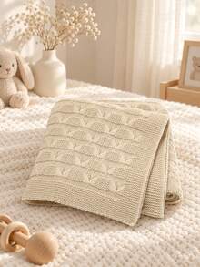 1pc Custom Embroidered Knit Throw Blanket, Personalized Name & Custom Text Design, Solid Color Semi-Circular Floral Knit Pattern, 4 Color Options, Ideal Holiday Gift For Family Members, Bedroom & Sofa Home Decor - Multicolor - View 10
