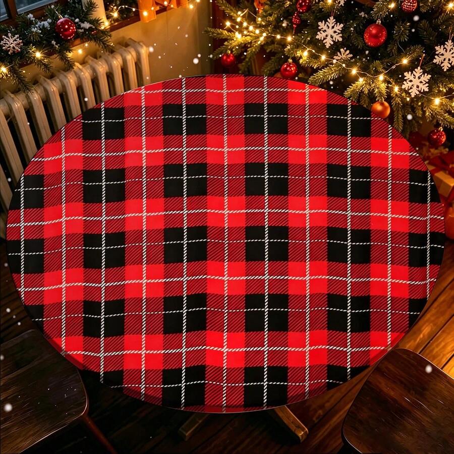 1pc Christmas Tree Snowflake Round Tablecloth, Christmas Tablecloth ...