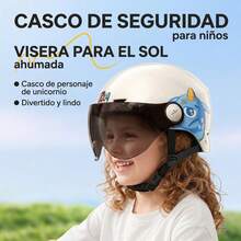 Casco infantil con diseño de unicornio, protección triple reforzada, uso todo el año, resistente a impactos, 4 colores disponibles - Champán - Ver 2