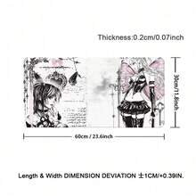 Gothic Dark Anime Girl PU Leather Desk Mat, Large Waterproof Anti-Slip Mouse Pad, Vintage Cross Sketch Pattern Table Protector, Aesthetic Japan Manga Keyboard Mouse Mat For Gaming Study Desktop Decor - View 15