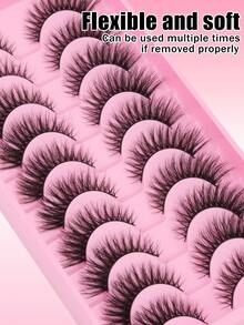 10pcs Cat Eye False Eyelashes, Lightweight And Soft, Create Cat Eye Makeup Effect, Naturally Lengthen Eye Tails, Suitable For Daily Makeup, Durable And Reusable - View 5