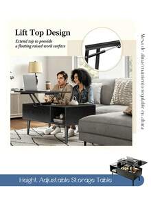 Lift Top Coffee Table,Set Table,Set Of 2 Nested Coffee Tables,MDF Wooden - Multicolor - View 1