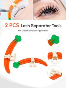 PERMANIA 2Pcs Carrot Shape Lash Separator Tools, Reusable Eyelash Extension Isolation Clips, Eyelash Divider Makeup Beauty Accessory - Multicolor - View 1