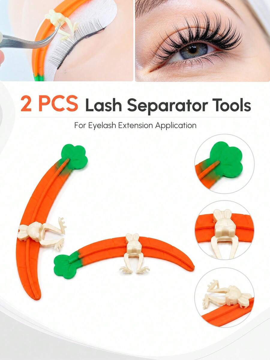 PERMANIA 2Pcs Carrot Shape Lash Separator Tools, Reusable Eyelash Extension Isolation Clips, Eyelash Divider Makeup Beauty Accessory - Multicolor - View 1