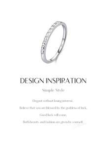 MODIAN 925 Sterling Silver Thin Band Ring Mini Rhombus Cut Pattern Stackable Finger Rings For Women Minimalist Daily Jewelry - Silver - View 4