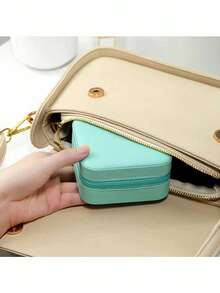 1pc Jewelry Storage Box, Large Capacity Jewelry Organizer, Mini Jewelry Box, Portable Travel Jewelry Box, Makeup Storage Box, Simple Travel Home Jewelry Box - Multicolor - View 6