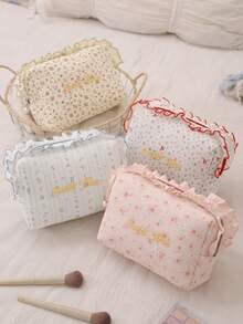 Tas Kosmetik Motif Bunga Modis, Tas Kosmetik Genggam Segi Delapan dengan Resleting, Tas Kosmetik Portabel Kapasitas Besar yang Lembut, Tas Kosmetik Motif Bunga Kecil yang Lucu, Tas Penyimpanan Multifungsi, Tas Kosmetik Lucu dan Lembut, Hadiah, Hadiah Ulang Tahun, Hadiah Wisuda - MultiWarna - View 9