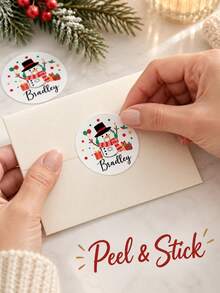 Stiker Nama Natal yang Dipersonalisasi, Label Liburan Kustom dengan Gambar Santa, Manusia Salju, Rusa Kutub, Penguin, dan Huruf, Stiker Hadiah Bulat untuk Pembungkus Kado, Dekorasi Hadiah Musiman, Perayaan Natal Keluarga, Pesta Meriah, dan Pemberian Hadiah Anak-Anak - MultiWarna - View 2