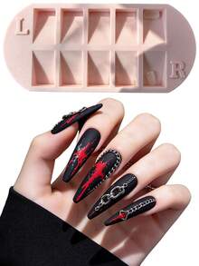 1pc 10 Slots Press On Nail Storage Tray, Left & Right Marked False Nail Sorting Holder, Nail Art Partition Display Tray, Manicure Organizer For Home Nail Salon DIY - Multicolor - View 3