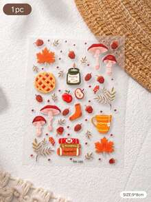 1Set Warm Autumn Theme Decorative Stickers, Pumpkin, Maple Leaf, Mushroom, Nut Patterns, Suitable For Computer, Camera, Phone Case, Decorate Devices With Cozy Autumn Style - T2/080+081 - View 5