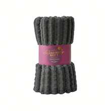 GC Gaveno Cavailia Chunky Ribbed Throw Blanket – Soft Cosy Textured Sofa & Bed Blanket, Washable Polyester Home Décor Throw - Dark Grey - View 4