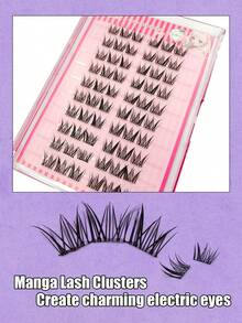 Asiteo 60pcs C Curl Black Natural Soft False Eyelashes, Glue-Free, Suitable For Beginners, Cute Cartoon/Anime Segmented False Eyelash Clusters, Single Cluster False Eyelashes, False Eyelashes - C - View 6