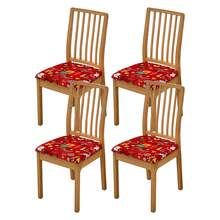 1/2/4/6pcs Christmas Print Small Square Chair Seat Covers, Elastic Removable Washable Chair Covers For Dining Room And Kitchen Chairs - Multicolor - View 33