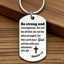 Christian Encouragement Keychain, Joshua 1:9 Metal Pendant, Religious Gift For Him Her, Graduation, Birthday & Christmas - Multicolor - View 4