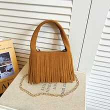 1pc Girls Vintage Tassel Mini Handbag, Detachable Chain Shoulder Crossbody Bag, Versatile Small Bag - A - View 8