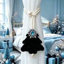 1/2pcsChristmas Tree And Snowflake Curtain Tiebacks – Simple And Convenient Curtain Holders, Perfect For Sheer Or Fabric Curtains, Ideal For Holiday Decor And As A Christmas Gift - Multicolor - View 9